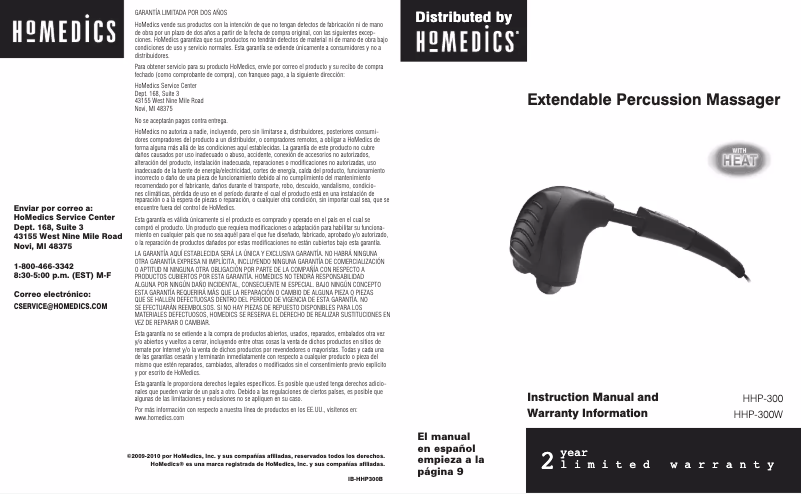 Page n°1 - Manuel utilisateur Homedics HHP-300