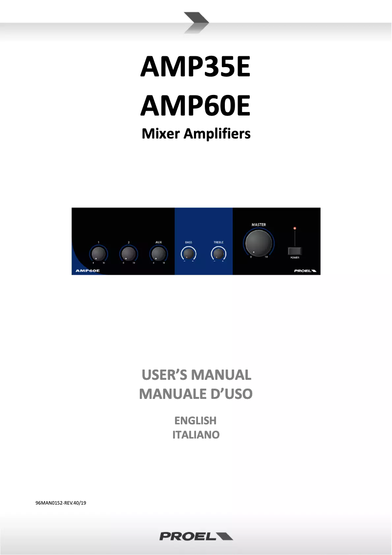 Page n°1 - Manuel utilisateur Proel AMP60E