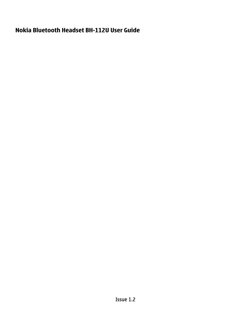 Page 1 de la notice Manuel utilisateur Nokia BH-112U