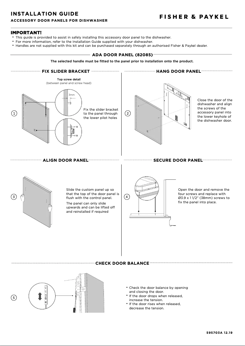 Page n°1 - Manuel utilisateur Fisher & Paykel ACC DOOR DW