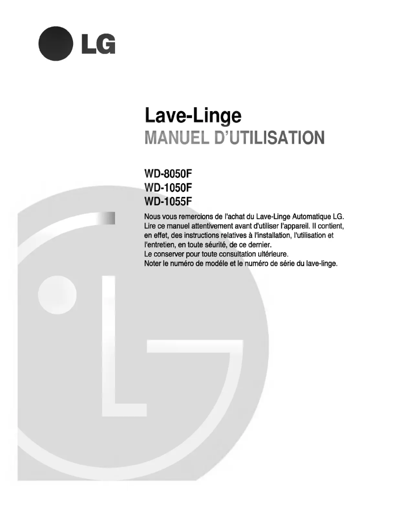 Page 1 de la notice Manuel utilisateur LG WD-1050F