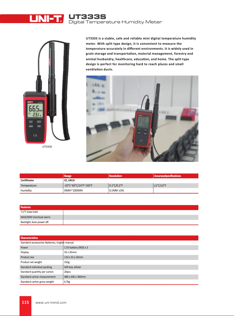 Image de la première page du manuel de l'appareil UT333S