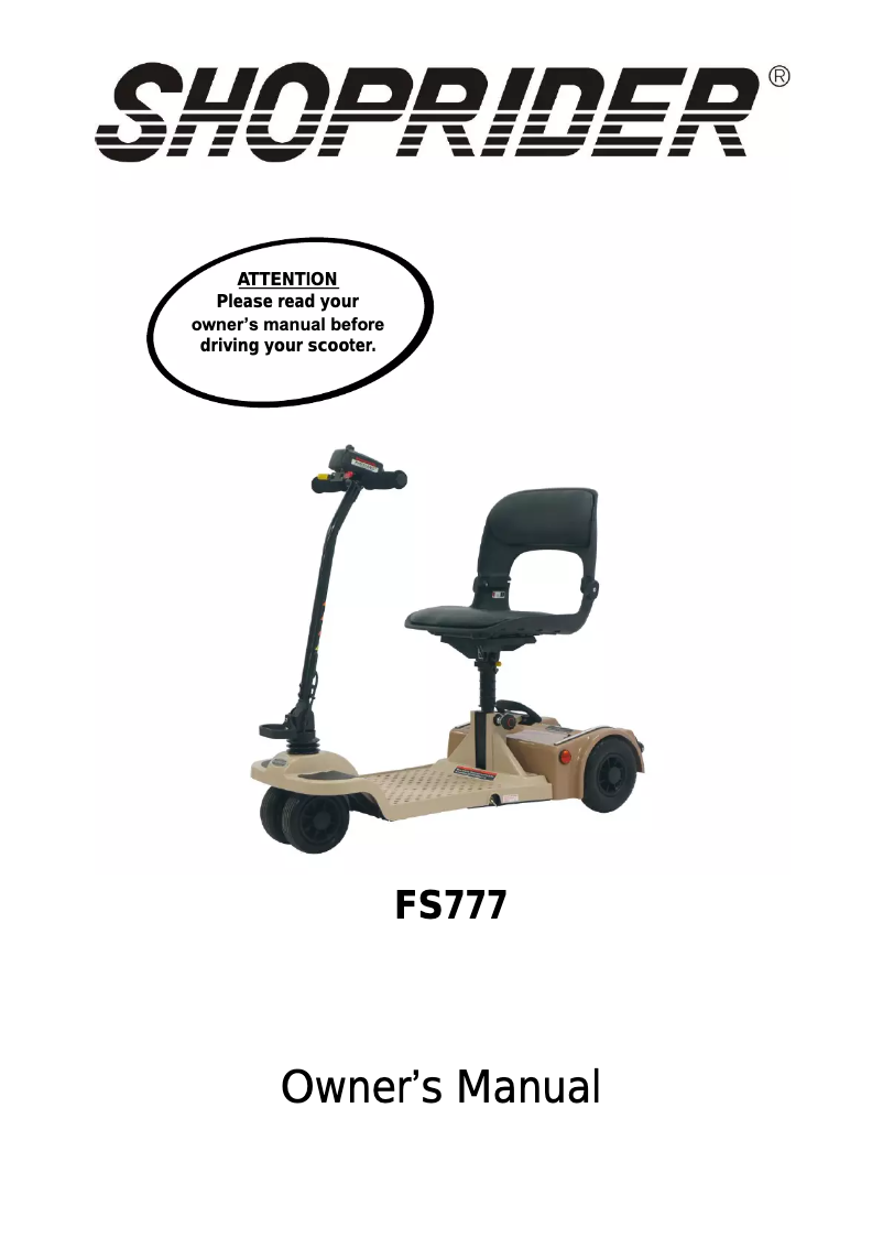 Image de la première page du manuel de l'appareil FS777