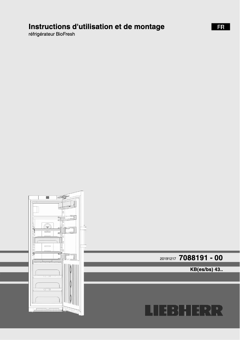 Page n°1 - Manuel utilisateur Liebherr KBbs 4374 Premium BioFresh