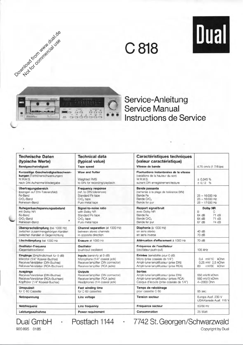 Image de la première page du manuel de l'appareil C 818