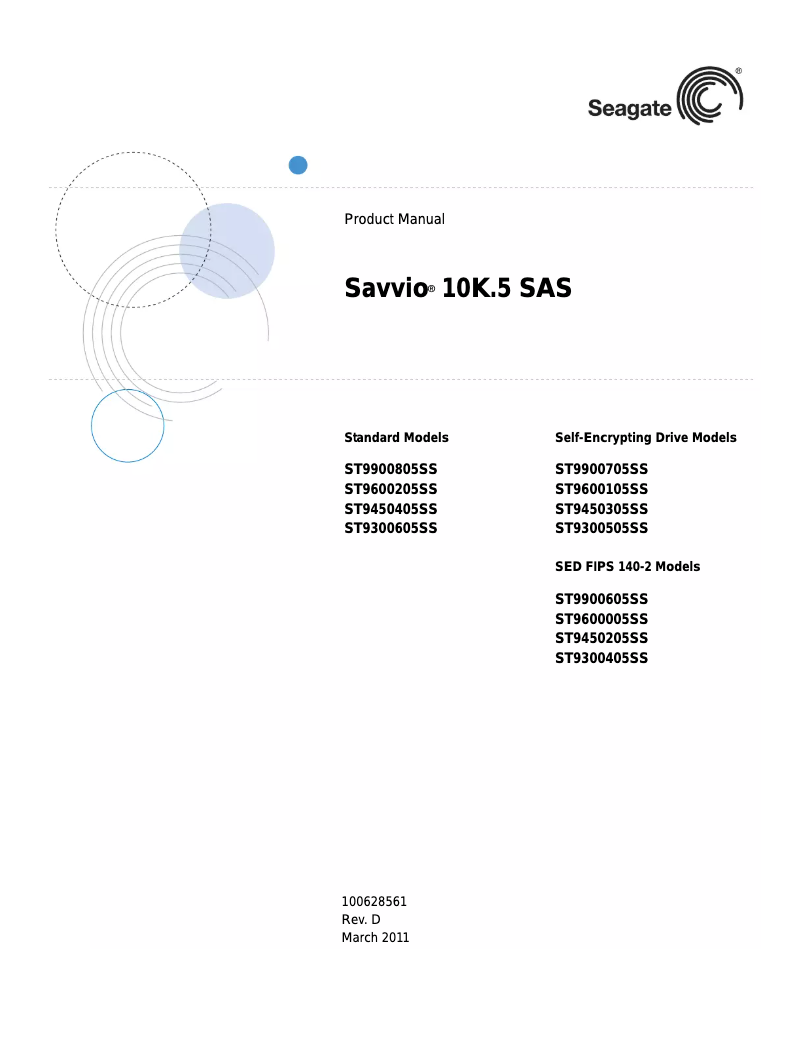 Page n°1 - Manuel utilisateur Seagate Savvio 900GB SAS