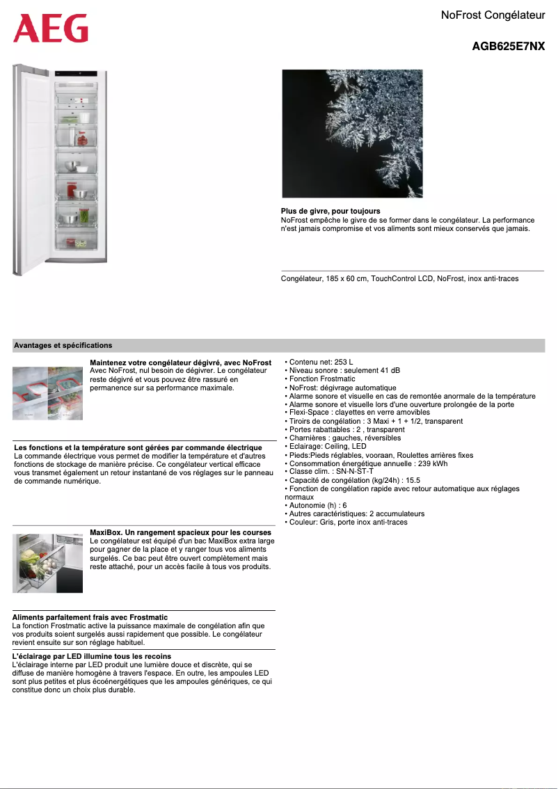 Page n°1 - Fiche technique AEG AGB625E7NX