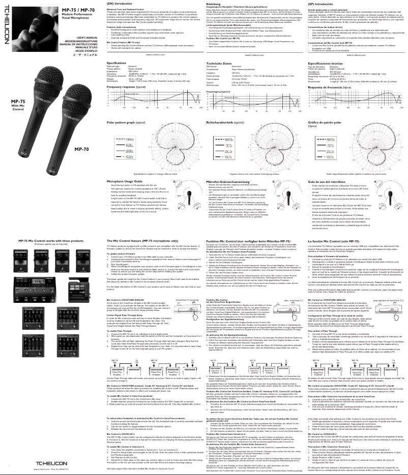 Page n°1 - Manuel utilisateur TC Helicon MP-70