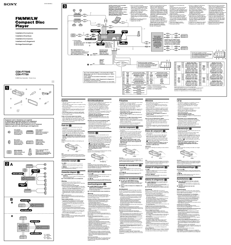 Page n°1 - Guide d'installation Sony CDX-F7750