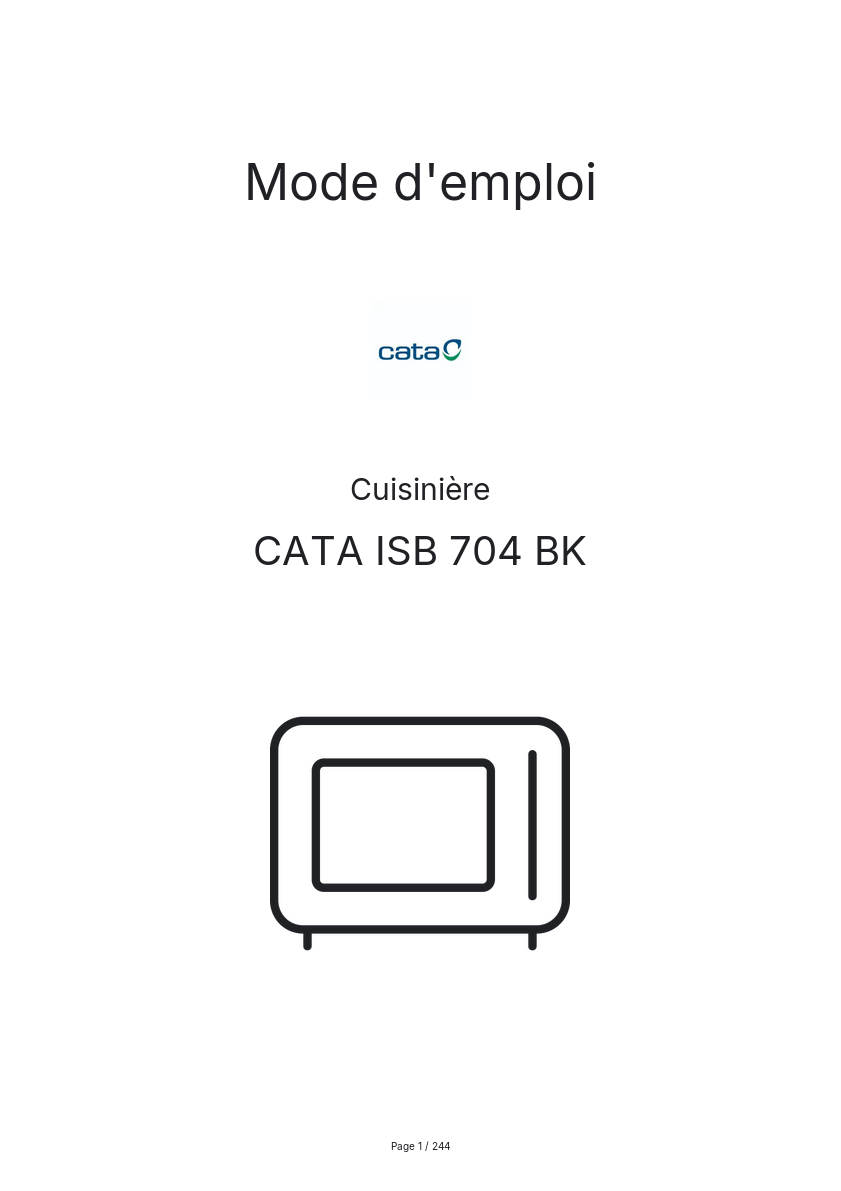Page n°1 - Mode d'emploi CATA ISB 704 BK