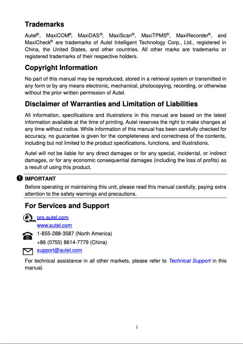 Page 1 de la notice Manuel utilisateur Autel MaxiCOM MK906S PRO