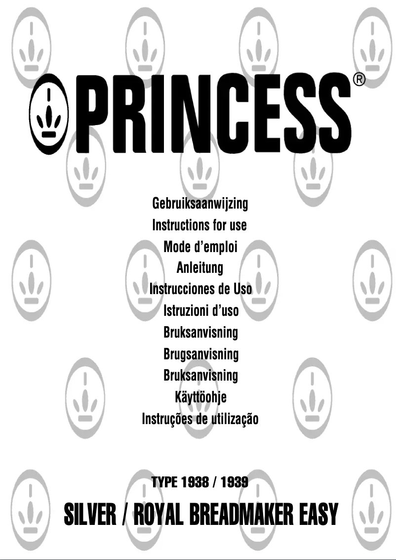 Page 1 de la notice Manuel utilisateur Princess Silver Breadmaker Easy 151938