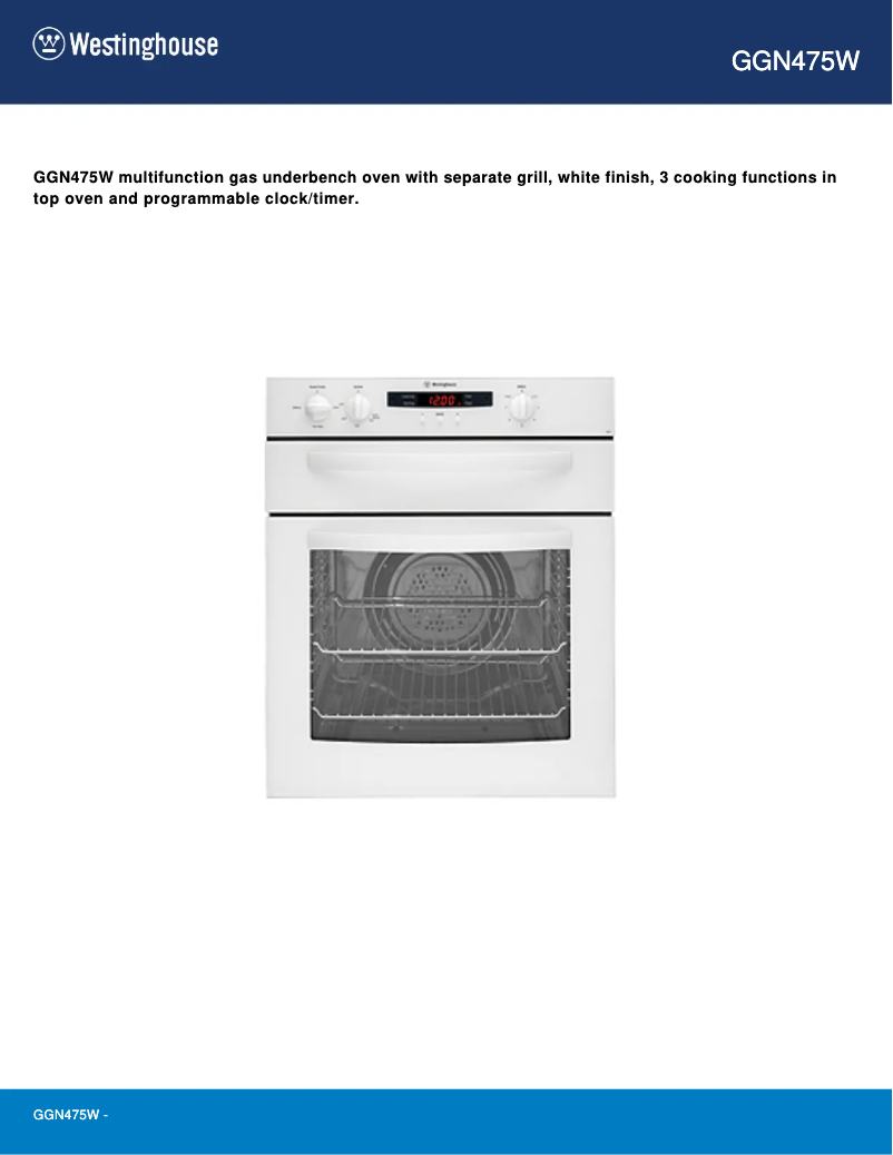 Page 1 de la notice Manuel utilisateur Westinghouse GGN475W