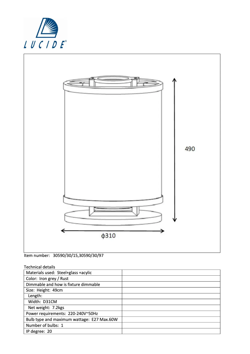 Image de la première page du manuel de l'appareil Brunello 30590/30/97