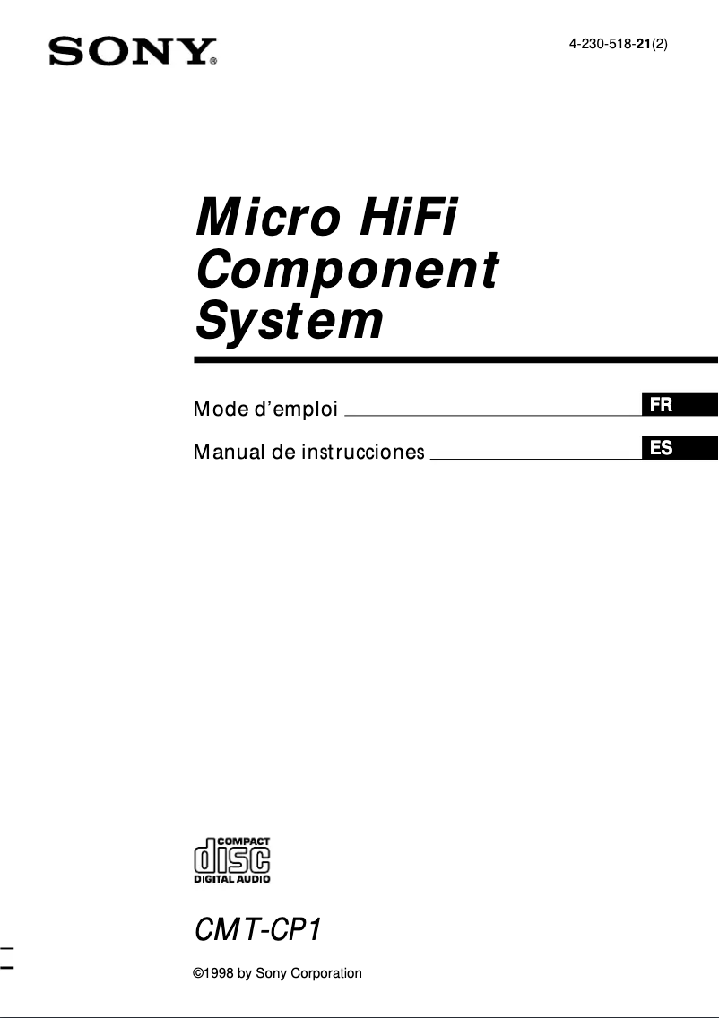 Page n°1 - Manuel utilisateur Sony CMT-CP1