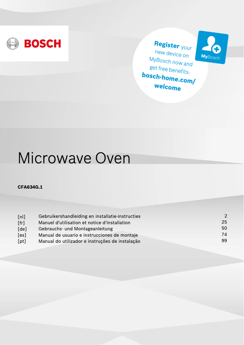 Página 1 del manual Guía de instalación Bosch CFA634GS1