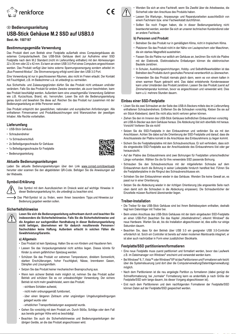 Page 1 de la notice Manuel utilisateur Renkforce RF-4521561