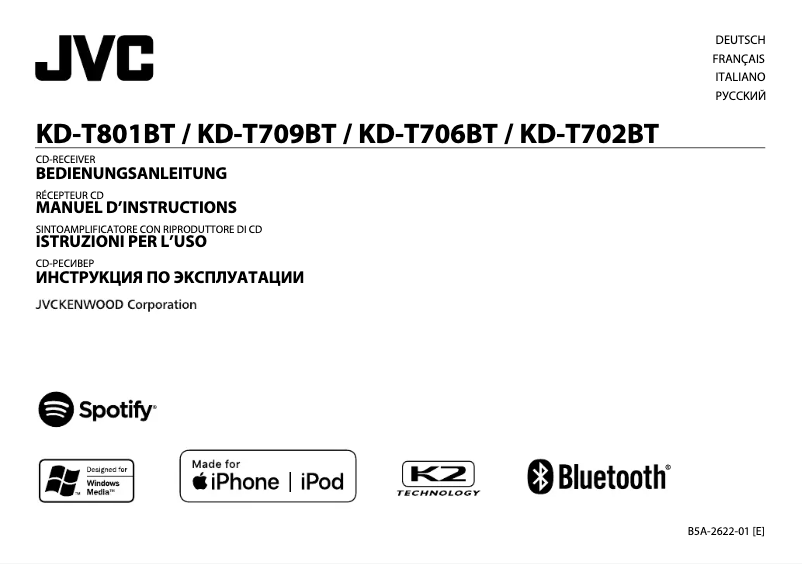 Image de la première page du manuel de l'appareil KD-T706BT