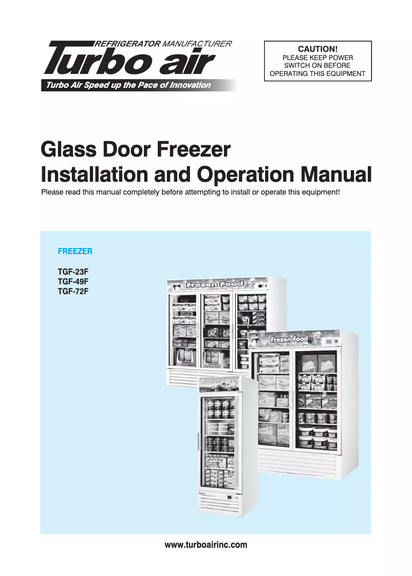 Página 1 del manual Manual de uso y mantenimiento Turbo air TGF-49F