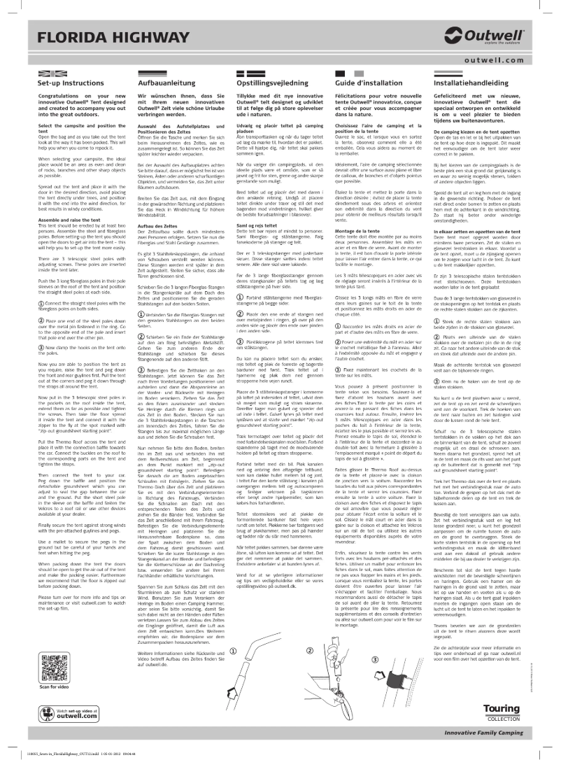 Page 1 de la notice Manuel utilisateur Outwell Touring Florida Highway