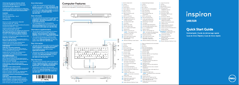 Page 1 de la notice Guide d'installation Dell Inspiron M521R