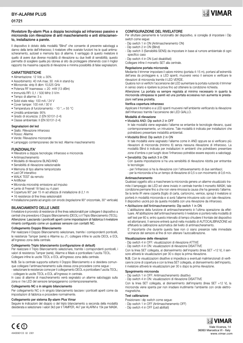 Page 1 de la notice Manuel utilisateur Vimar 01722
