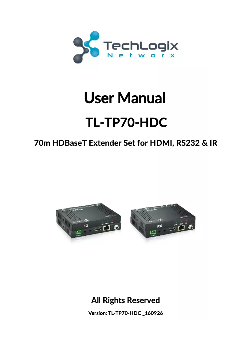 Image de la première page du manuel de l'appareil TL-TP70-HDC