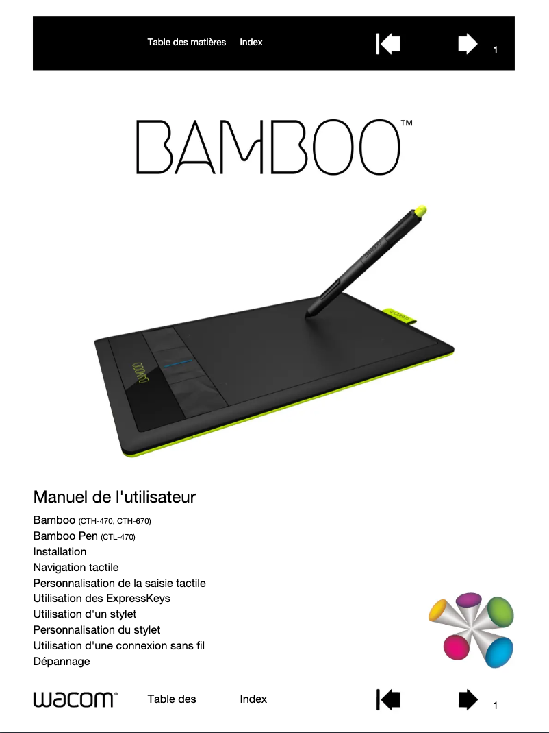 Page 1 de la notice Manuel utilisateur Wacom Bamboo 3G