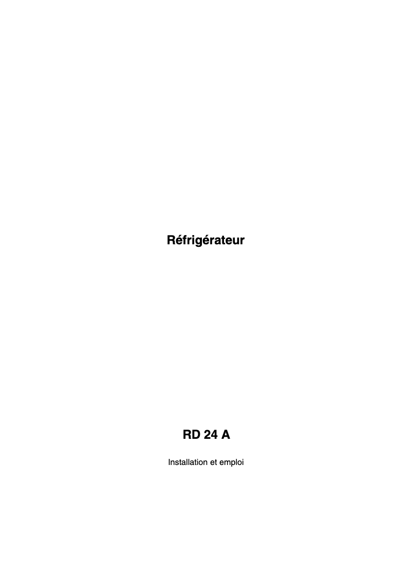 Image de la première page du manuel de l'appareil RD 24 A