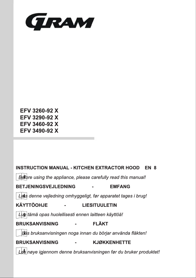 Page 1 de la notice Manuel utilisateur Gram EFV 3490-92 X