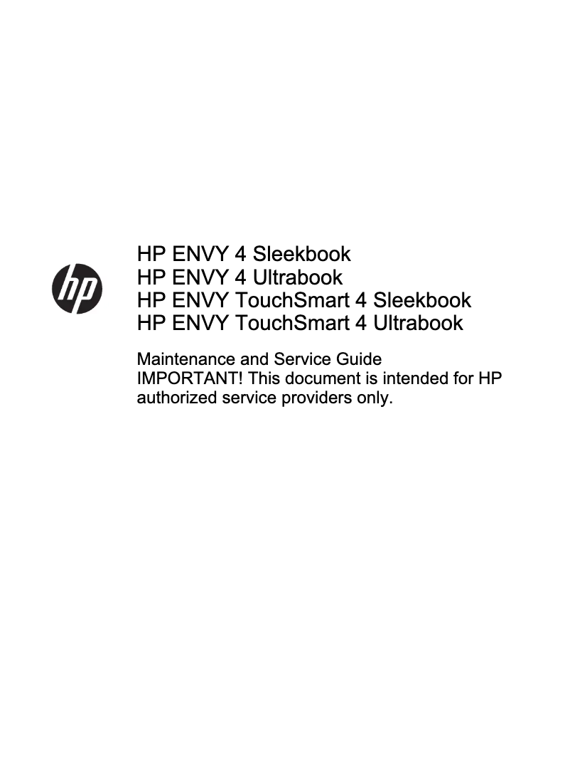 Page n°1 - Manuel utilisateur HP Envy TouchSmart Ultrabook 4