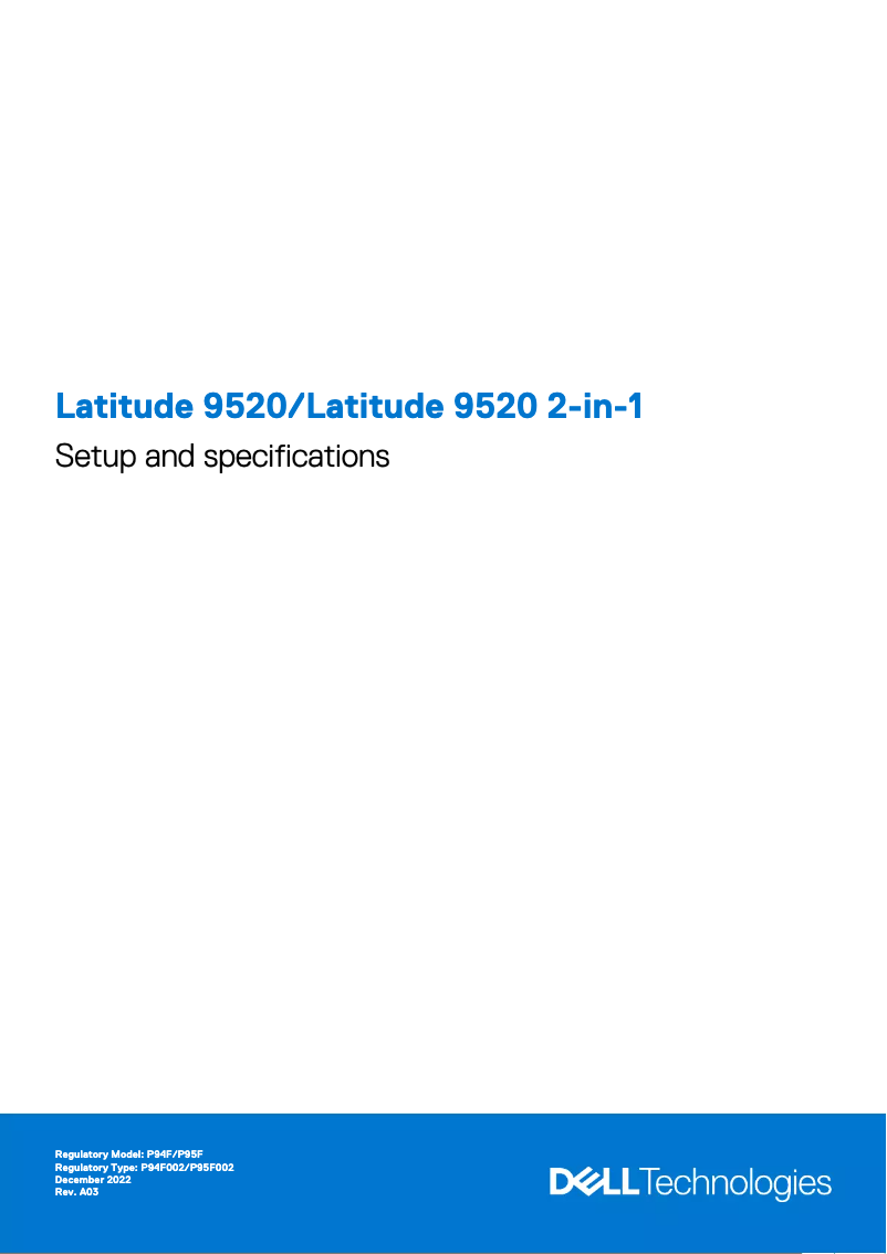 Page 1 de la notice Guide d'installation Dell Latitude 9520