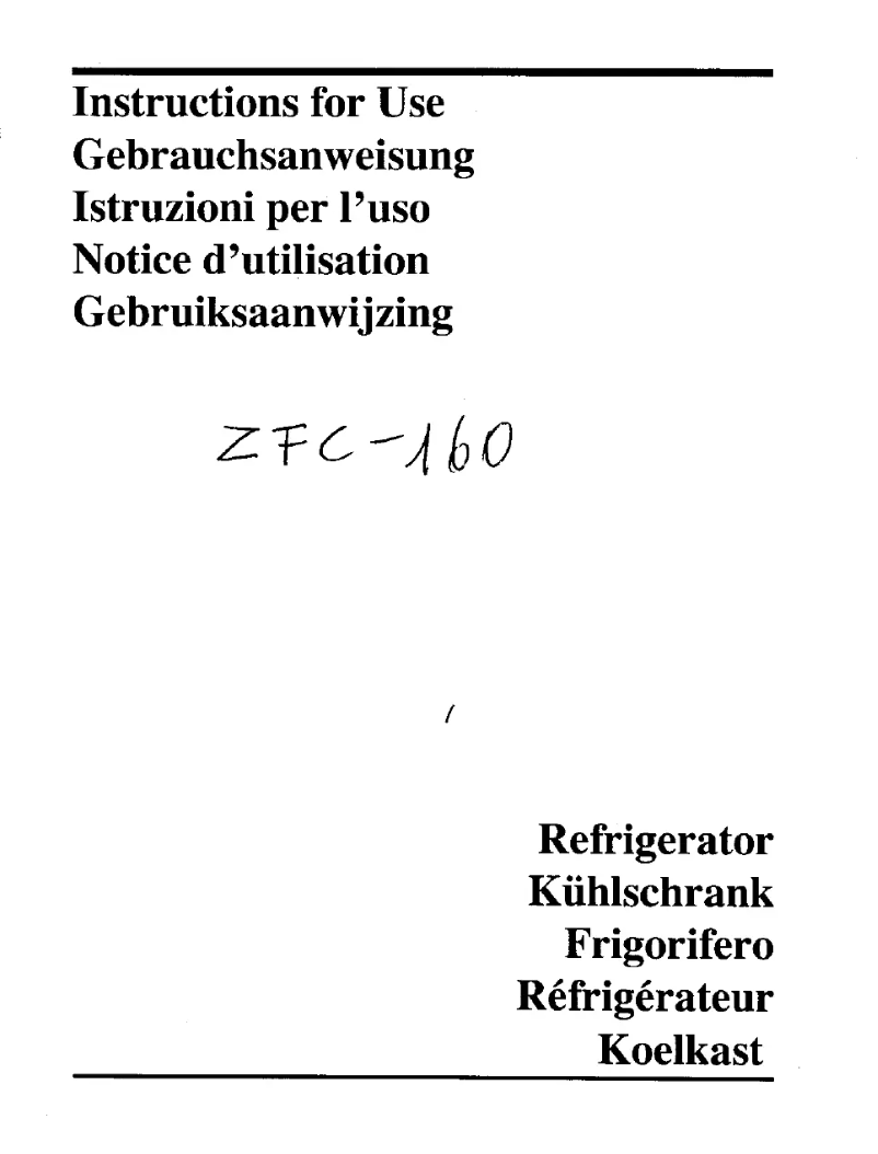 Page n°1 - Manuel utilisateur Zanussi ZFC 160