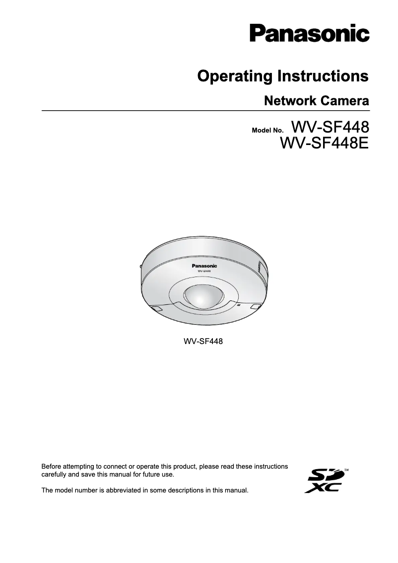 Image de la première page du manuel de l'appareil WV-SF448