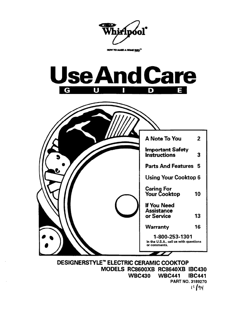 Page 1 de la notice Manuel utilisateur Whirlpool RC8600XBB1