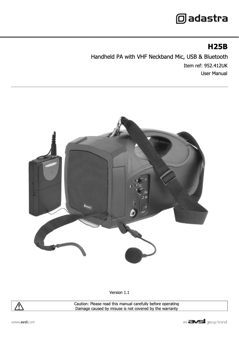 Image de la première page du manuel de l'appareil H25B