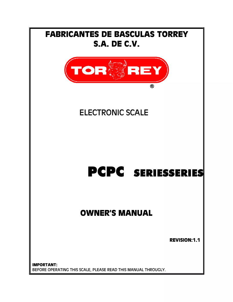 Page 1 de la notice Manuel utilisateur Tor Rey PC-80L