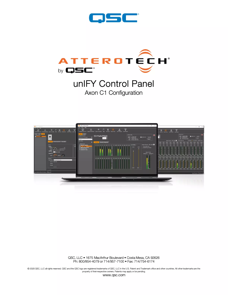 Page 1 de la notice Manuel utilisateur QSC unIFY Control Panel