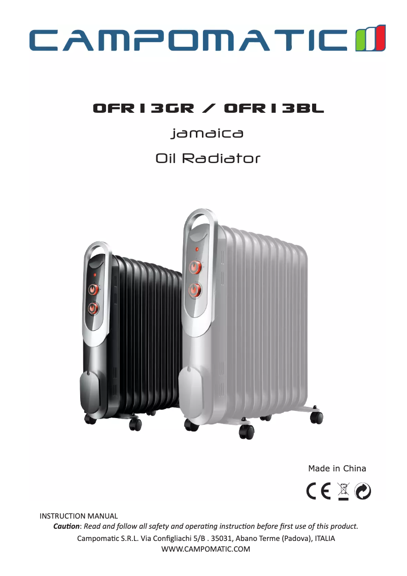 Page n°1 - Manuel utilisateur Campomatic OFR13GR