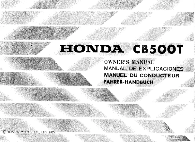 Image de la première page du manuel de l'appareil CB500T (1974)