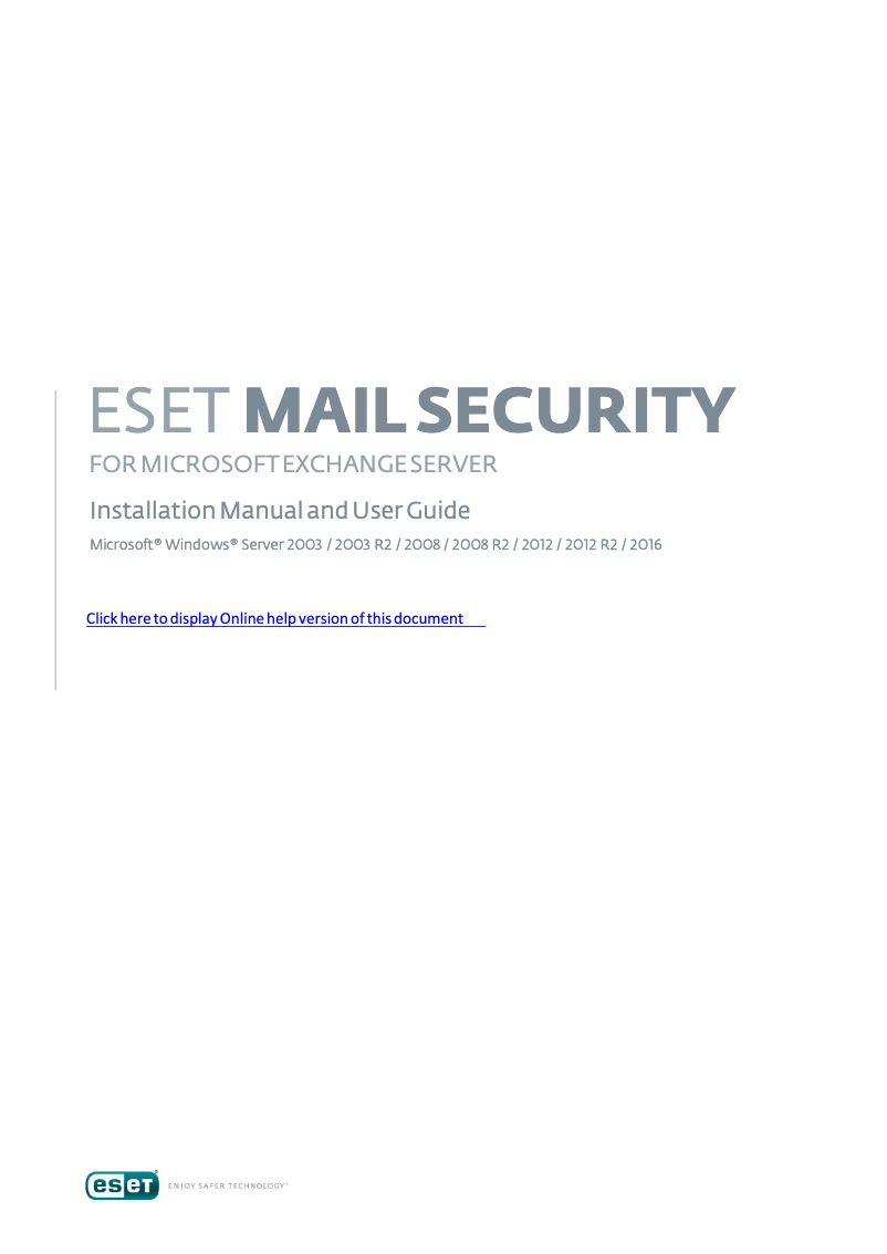 Page 1 de la notice Manuel utilisateur ESET Mail Security for Microsoft Exchange Server