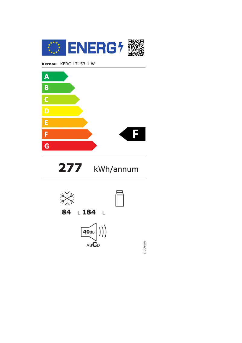 Page 1 de la notice Label énergétique Kernau KFRC 17153.1 W
