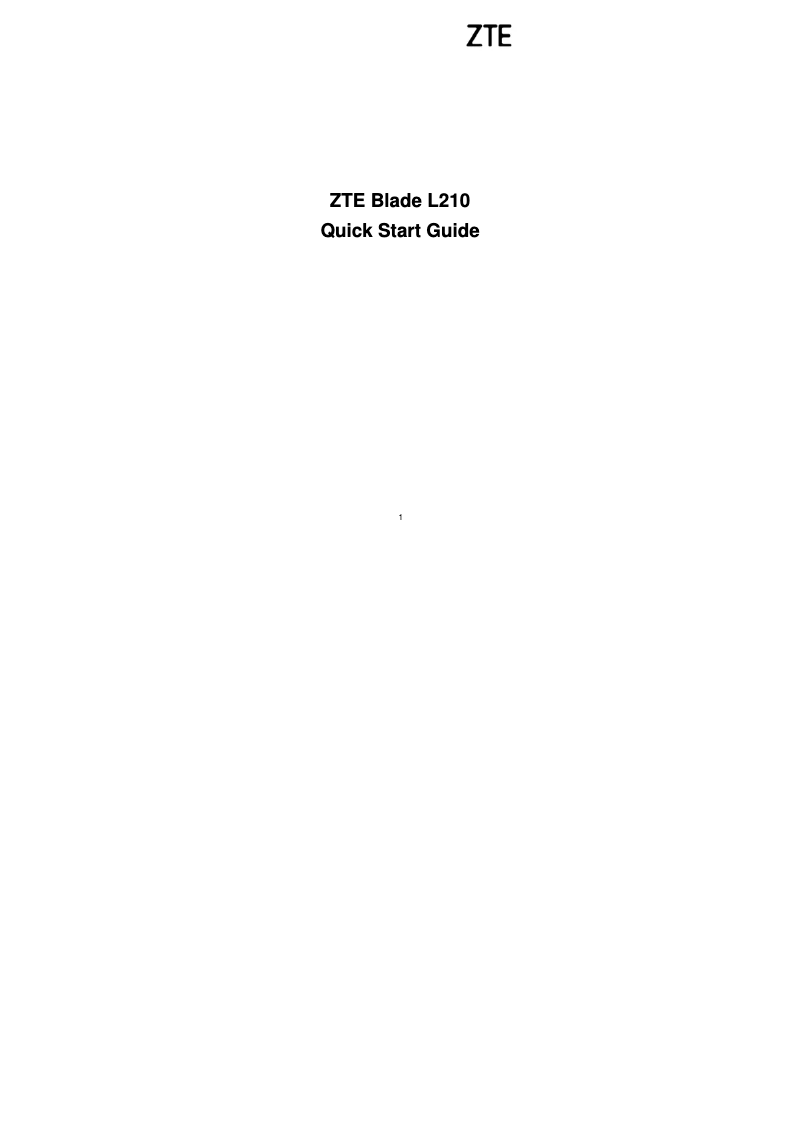 Page n°1 - Guide de démarrage rapide ZTE Blade L210