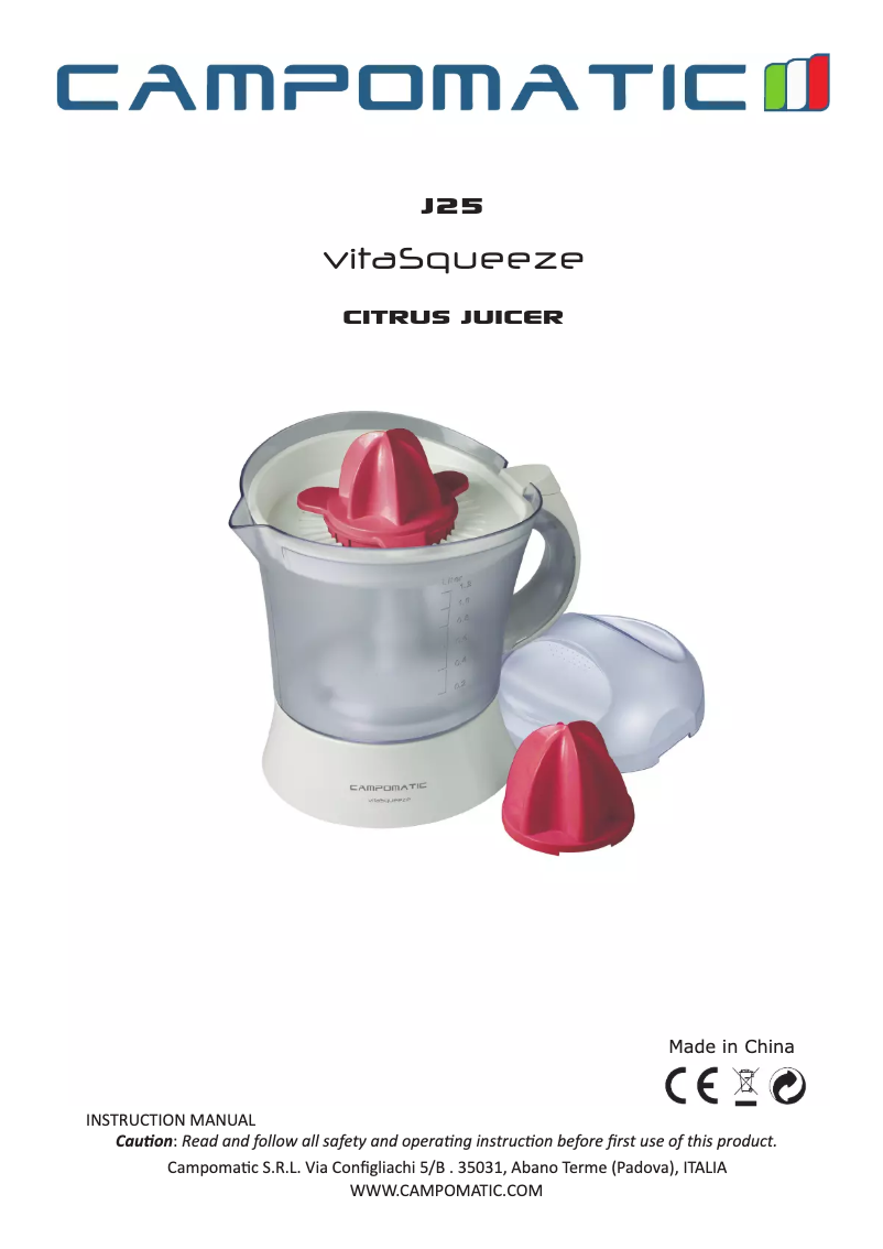 Image de la première page du manuel de l'appareil J25