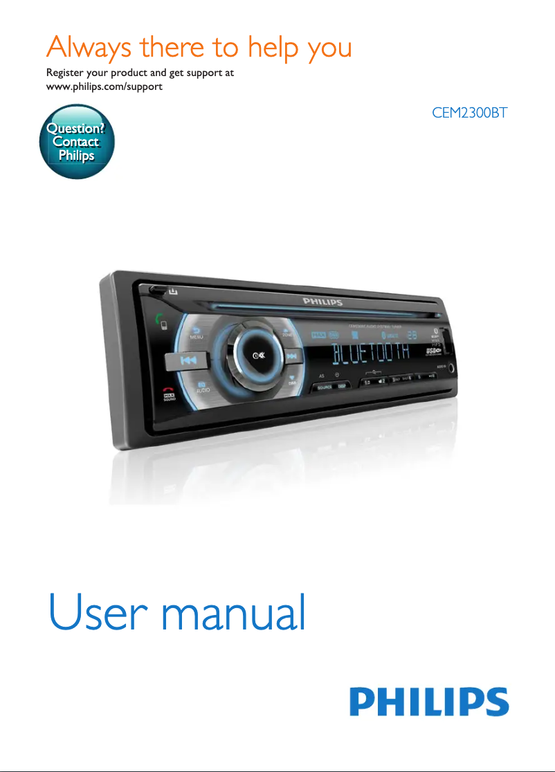 Page 1 de la notice Manuel utilisateur Philips CarStudio CEM2300BT