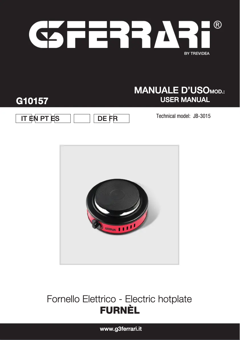 Page 1 of the manual User Manual G3 Ferrari Furnèl G10157