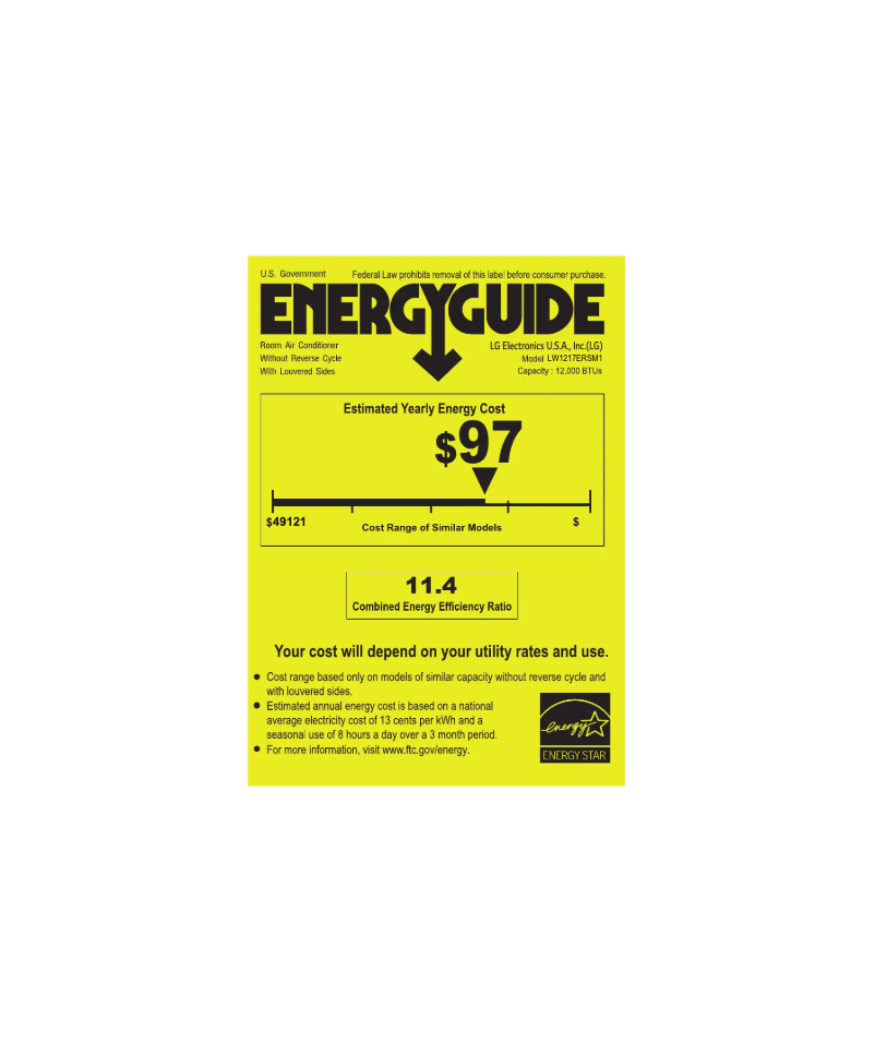 Page n°1 - Label énergétique LG LW1217ERSM1