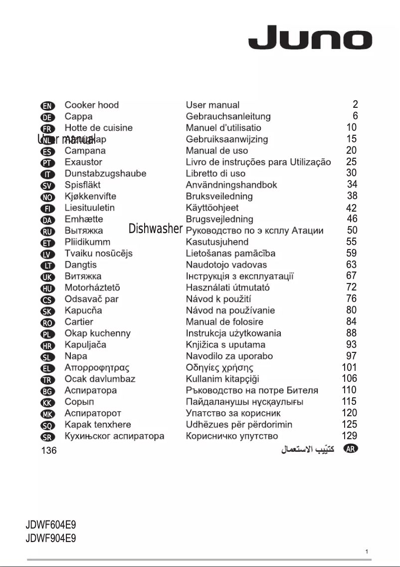 Image de la première page du manuel de l'appareil JDWF604E9