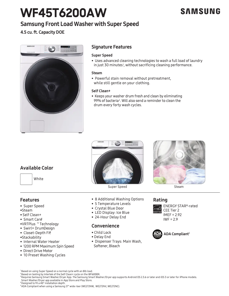 Image de la première page du manuel de l'appareil WF45T6200AW