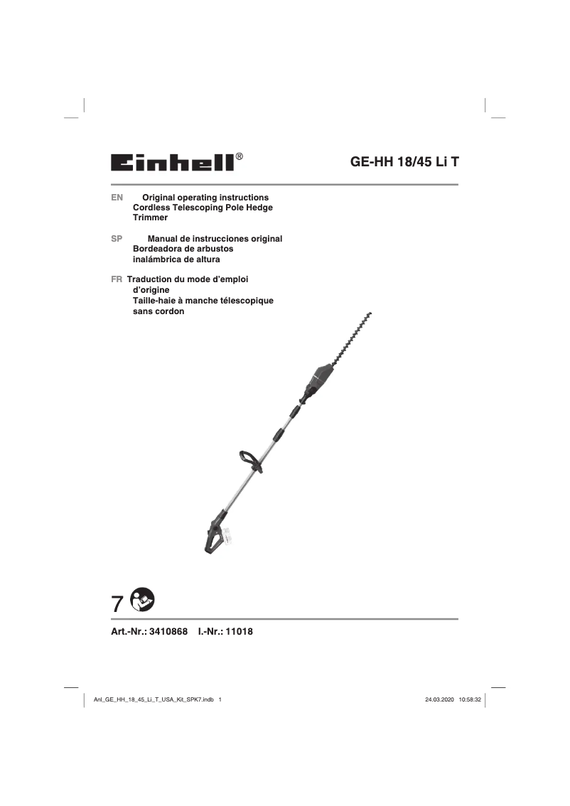 Page n°1 - Manuel utilisateur Einhell GE-HH 18/45